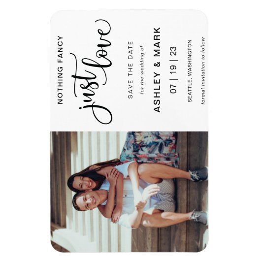 Niets Fancy, gewoon liefdesweddenschap Foto bespaa Magneet (Verticaal)