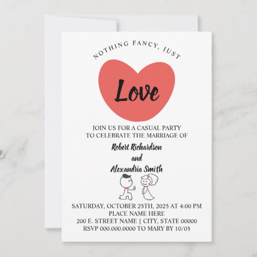 Niets Fancy, gewoon liefdesweddenschap Kaart (Voorkant)