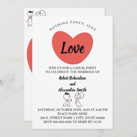 Niets Fancy, gewoon liefdesweddenschap Kaart (Voorkant / Achterkant)