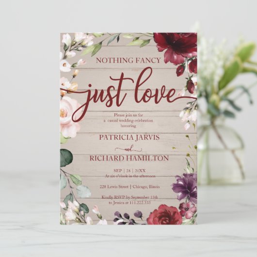 Niets Fancy, gewoon liefdesweddenschap Rustic Crea Kaart (Staand voorkant)