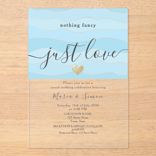 Niets Fancy gewoon liefdesweddenschappen Acryl Uitnodigingen (Voorkant)