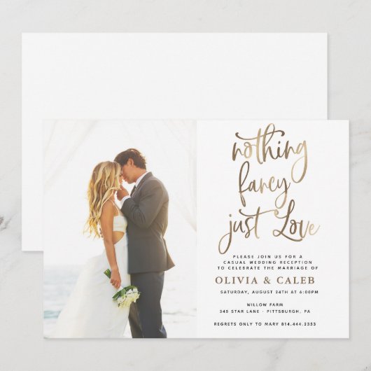 Niets Fancy gewoon liefdesweddenschappen Kaart (Voorkant / Achterkant)