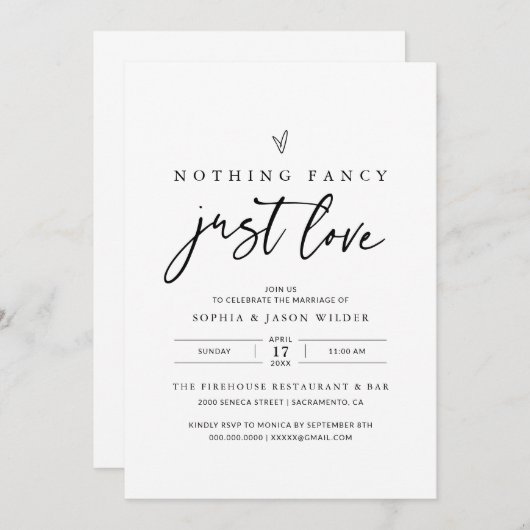 Niets Fancy gewoon liefdesweddenschappen Kaart (Voorkant / Achterkant)