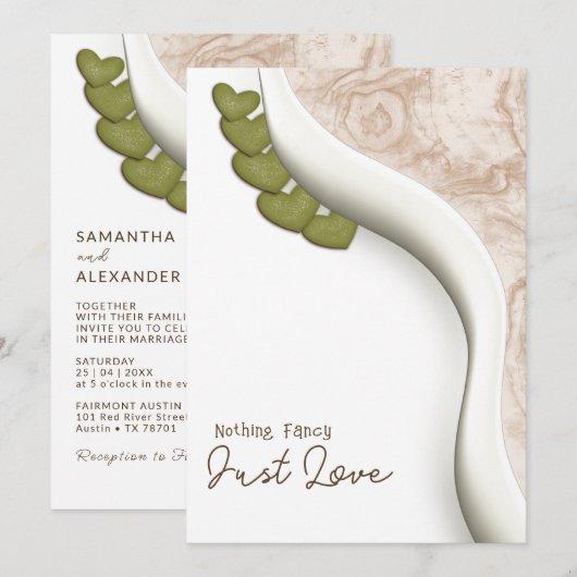 Niets Fancy gewoon Love Bohemian Casual Weddenscha Kaart (Voorkant / Achterkant)