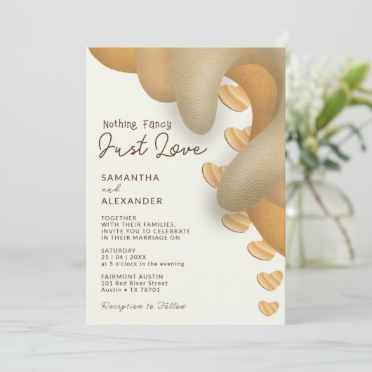 Niets Fancy gewoon Love Boho Casual Wedding Kaart (Staand voorkant)