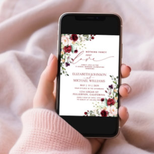 Niets Fancy gewoon Love Burgundy Photo Weddenschap Kaart