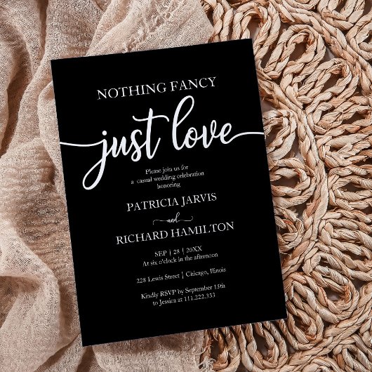 Niets Fancy gewoon Love Casual Wedding Invitation Kaart