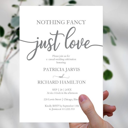 Niets Fancy gewoon Love Casual Wedding Invitation Kaart