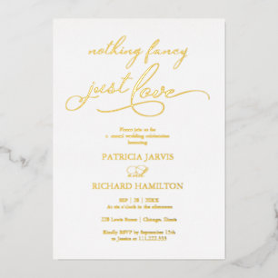 Niets Fancy gewoon Love Chic Script Wedding Folie Uitnodiging