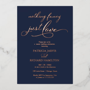Niets Fancy gewoon Love Chic Script Wedding Folie Uitnodiging