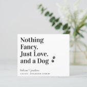 Niets Fancy gewoon Love Dog Wedding Budget Kaart (Staand voorkant)