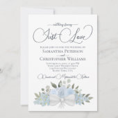 Niets Fancy gewoon Love Dusty Blue Floral Wedding Kaart (Voorkant)