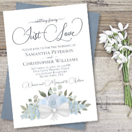 Niets Fancy gewoon Love Dusty Blue Floral Wedding Kaart