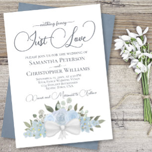 Niets Fancy gewoon Love Dusty Blue Floral Wedding Kaart