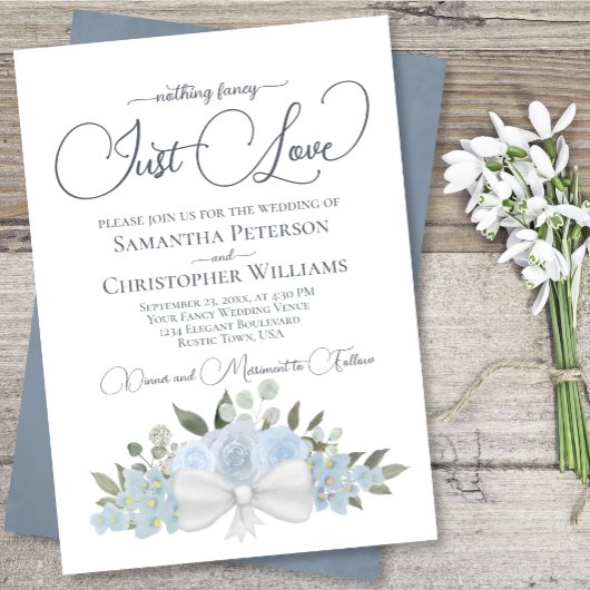Niets Fancy gewoon Love Dusty Blue Floral Wedding Kaart