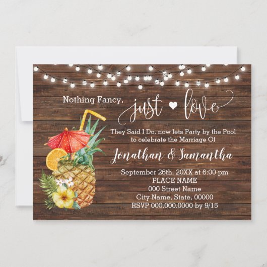 Niets Fancy gewoon Love Eloped Pool party nodigt u Save The Date (Voorkant)