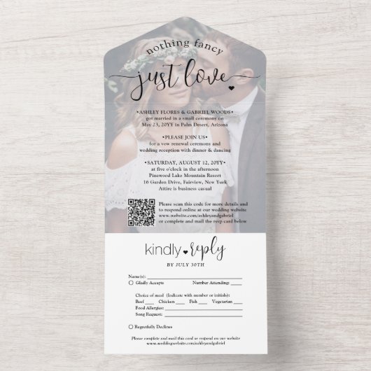 Niets Fancy gewoon Love Elopement Reception Foto All In One Uitnodiging (Binnen)