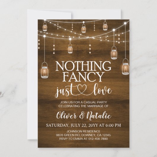 Niets Fancy gewoon Love Elopement Wedding Invite (Voorkant)