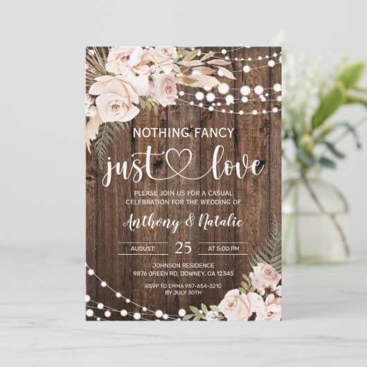 Niets Fancy gewoon Love Elopement Wedding Kaart (Staand voorkant)