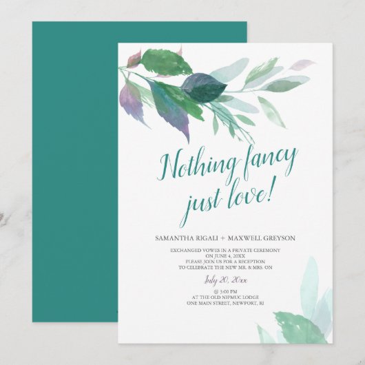 Niets Fancy gewoon Love Elopement Wedding Kaart (Voorkant / Achterkant)