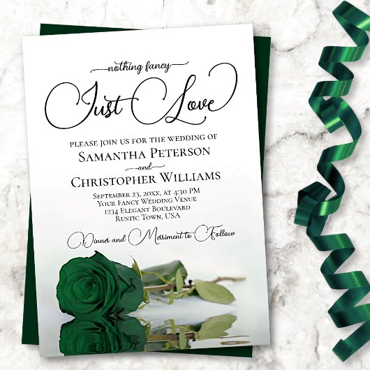 Niets Fancy gewoon Love Emerald Green Roos Wedding Kaart