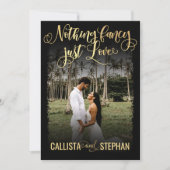 Niets Fancy gewoon Love Gold Black Photo Weddensch Kaart (Voorkant)