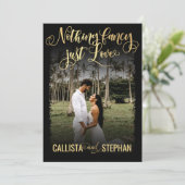 Niets Fancy gewoon Love Gold Black Photo Weddensch Kaart (Staand voorkant)