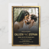 Niets Fancy gewoon Love Gold Black Photo Weddensch Kaart (Achterkant)