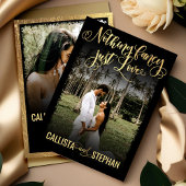 Niets Fancy gewoon Love Gold Black Photo Weddensch Kaart