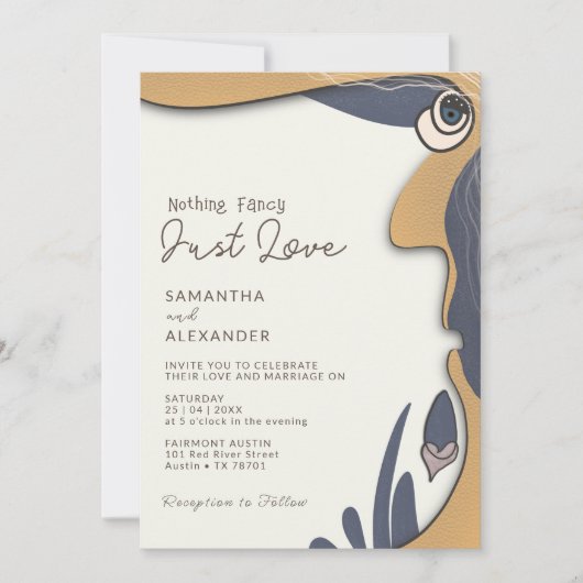 Niets Fancy gewoon Love Groovy 70s Vibes Wedding Kaart (Voorkant)