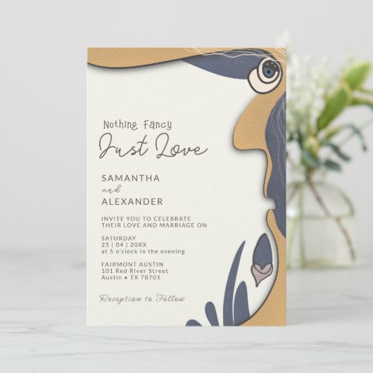 Niets Fancy gewoon Love Groovy 70s Vibes Wedding Kaart (Staand voorkant)