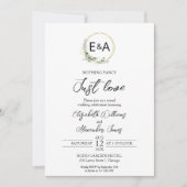 Niets Fancy gewoon Love Monogram Photo Weddenschap Kaart (Voorkant)