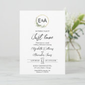 Niets Fancy gewoon Love Monogram Photo Weddenschap Kaart (Staand voorkant)