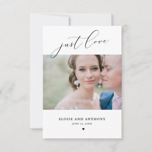 Niets Fancy gewoon Love Photo Elopement Kaart (Voorkant)