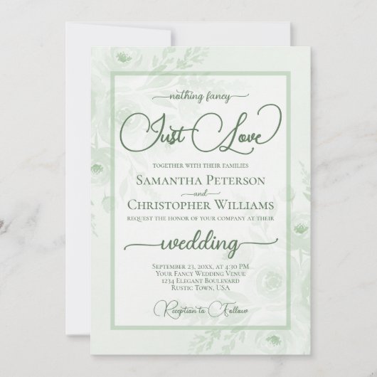 Niets fancy gewoon Love Sage Pioenrozen Boho Bruil Kaart (Voorkant)