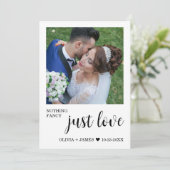 Niets Fancy gewoon Love Weddenschap Reception Foto Kaart (Staand voorkant)