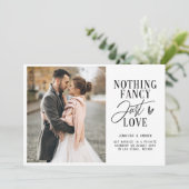 Niets Fancy gewoon Love Weddenschap Reception Foto Kaart (Staand voorkant)