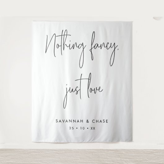 Niets Fancy gewoon Love Wedding Ceremony Backdrop Wandkleed (Voorkant)