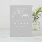 Niets Fancy gewoon Love Wedding Invitation Kaart (Staand voorkant)