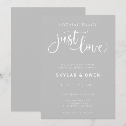 Niets Fancy gewoon Love Wedding Invitation Kaart (Voorkant / Achterkant)