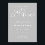 Niets Fancy gewoon Love Wedding Invitation Kaart<br><div class="desc">Deze uitnodiging bevat "niets fancy gewoon liefde" in een romantisch script voor de perfecte manier om vrienden en familie te vragen om je bruiloft te vieren.</div>