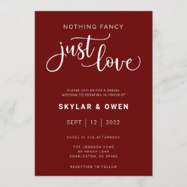Niets Fancy gewoon Love Wedding Invitation Kaart