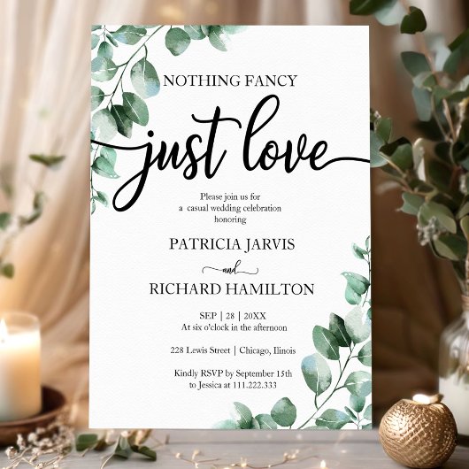 Niets Fancy gewoon Love Wedding Reception Greenery Kaart