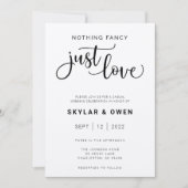 Niets Fancy gewoon Love Wedding Uitnodiging (Voorkant)