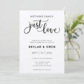 Niets Fancy gewoon Love Wedding Uitnodiging (Staand voorkant)