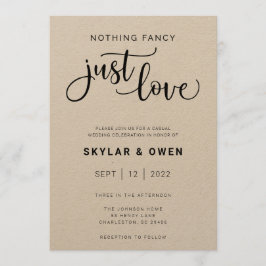Niets Fancy gewoon Love Wedding Uitnodiging