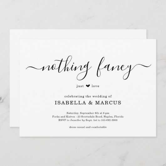 Niets Fancy gewoon Love Wedding Uitnodiging (Voorkant / Achterkant)
