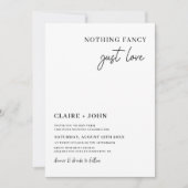 Niets Fancy gewoon Love Wedding Uitnodiging (Voorkant)
