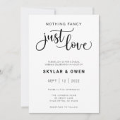 Niets Fancy gewoon Love Wedding Uitnodiging (Voorkant)