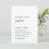 Niets Fancy gewoon Love Wedding Uitnodiging (Staand voorkant)